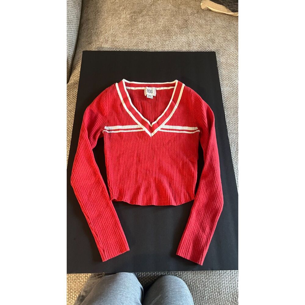 BDG Urban Outfitters Red Sailor Collar Sweater M Preppy Y2K